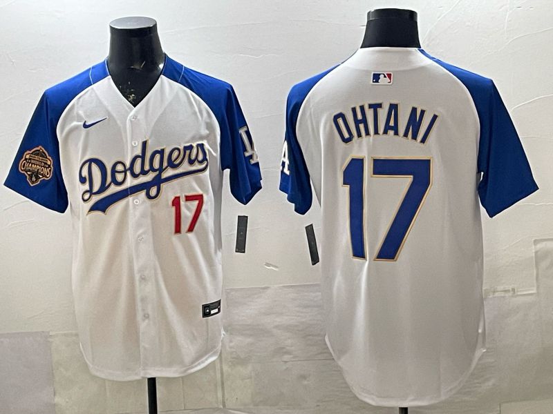 Men Los Angeles Dodgers #17 Ohtani White Gold 2026 Nike Game MLB Jersey 004->los angeles dodgers->MLB Jersey